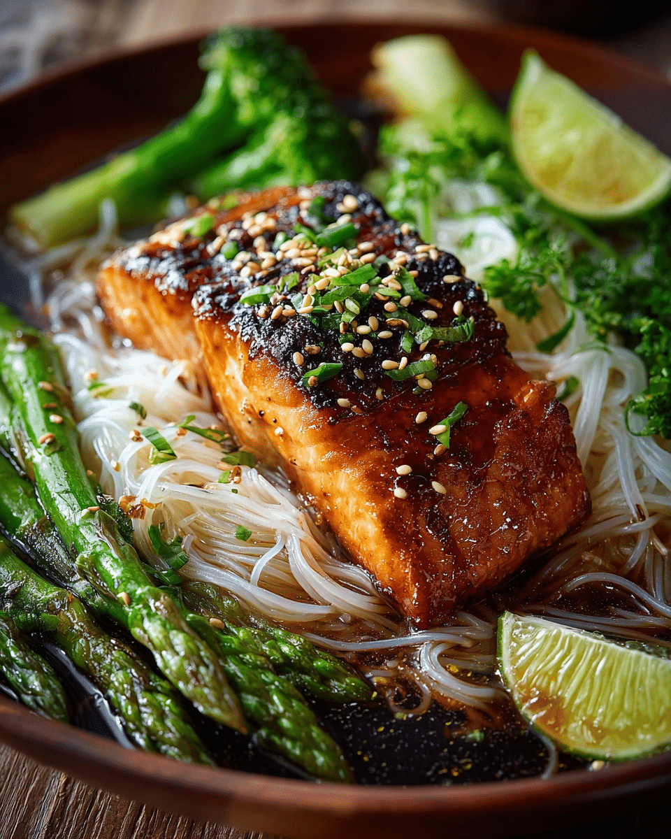Healthy Salmon & Rice Noodles: Restaurant Flavors, Omega-3 Rich Dinner